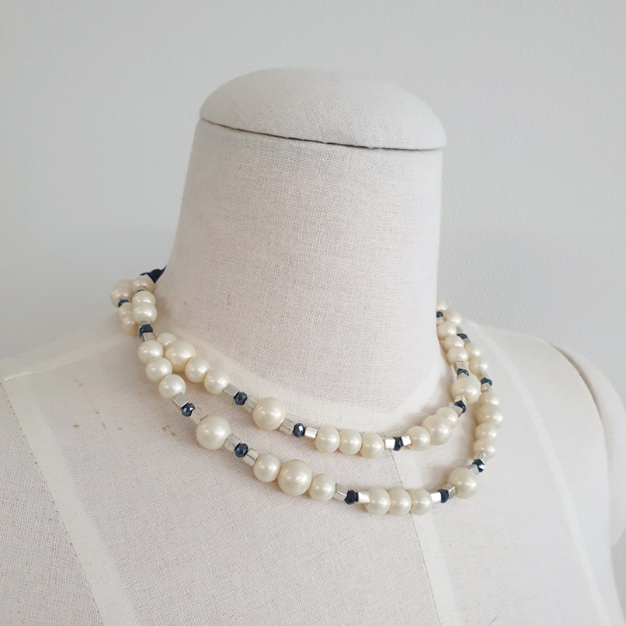 [ 샘플세일 ] Vintage Mood Pearl Necklace (Two-way)